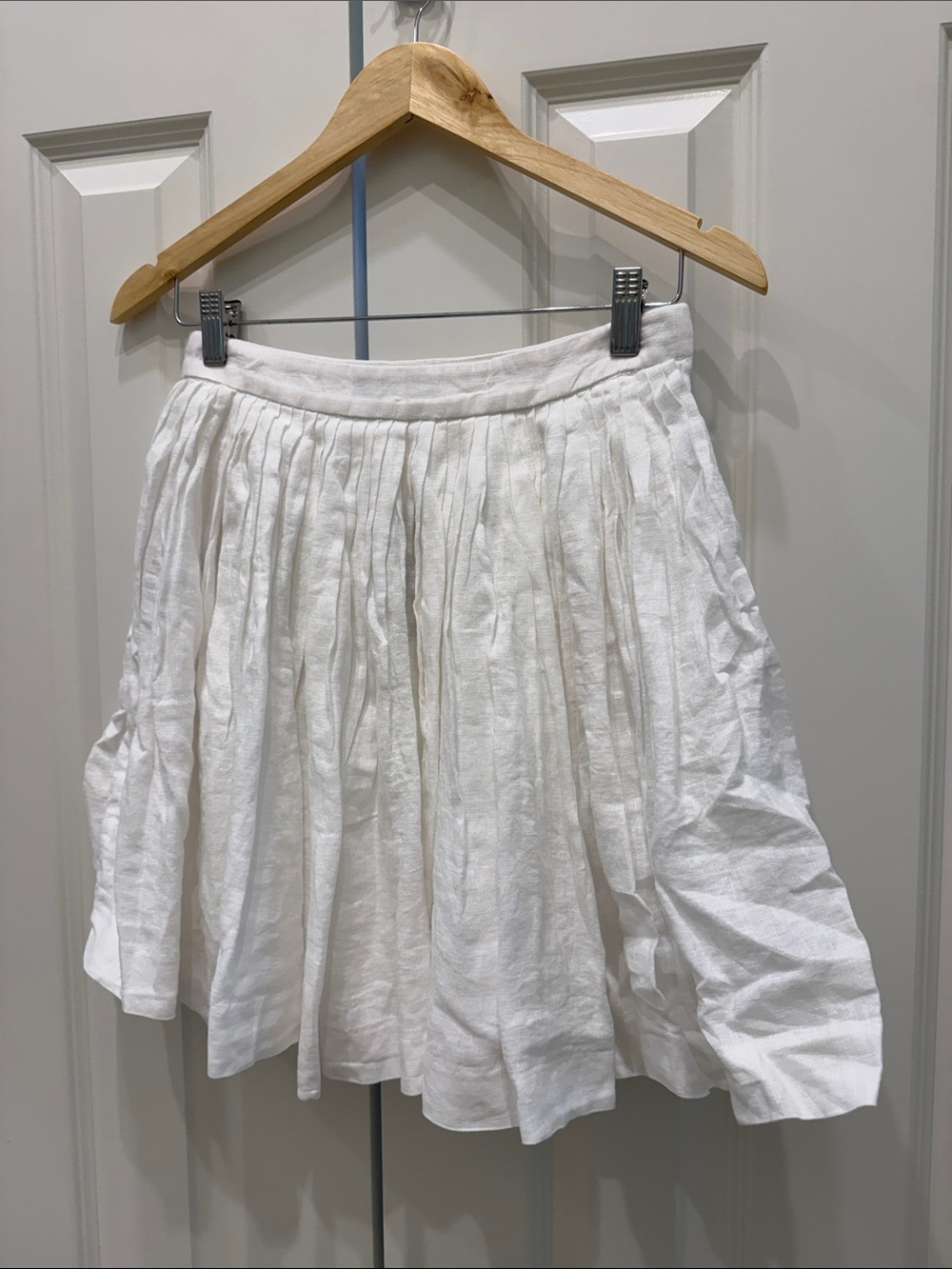 J. Crew White Pleated Circle Skirt